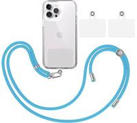 Kal-Pack: Cordon Universel Pour Mobile [Bleu Clair] + 2 Patchs De Fixation Supplémentaires Et Sangle De Suspension Amovible Réglable Et Résistante Compatible Avec Toutes Les Marques De Téléphone