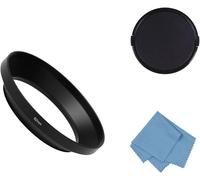 KAL-Pare-Soleil En Métal Pour Objectif D`Appareil Photo Grand Angle + Chiffon De Nettoyage + Cache D`Objectif À Filetage Standard Pour Nikon Canon Sony Fuji Pentax Samsung Leica