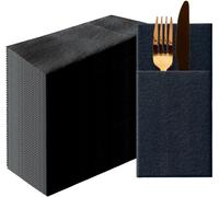 Kal-Paw - Airlaid Pocket Serviettes (39 X 40 Cm) I 50 Pièces I Unicolore I Semblable À Du Tissu I Élégante Décoration De Table I Horeca I Pour Les Occasions Comme Mariages, Les Fêtes I Color: Black