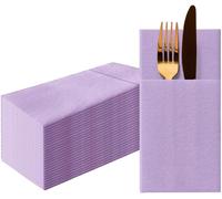 Kal-Paw - Serviette De Table Papier - Airlaid (1/8 Pocket) I 25 Pièces I Idéal Pour Mariage, Baptême, Communion, Anniversaire I Serviettes En Tissu De Décoration De Table I Violette Monocolore