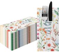 Kal-Paw - Serviette De Table Papier - Airlaid (1/8 Pocket) I 25 Pièces I Idéal Pour Mariage, Baptême, Communion, Anniversaire I Serviettes En Tissu De Décoration De Table I Fleurs Aquarelles