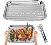 KAL-Pcs Grilles De Barbecue Acier Inoxydable Avec 1 Pince Cuisine Inox, Paniers A Grillades Bbq Grille Panier Poêles À Griller Panier À Légumes Panier À Griller Avec Trous Pour Barbecue À Gaz