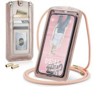 Kal-Petit Sacs À Bandoulière Téléphone Portable Femmes Mini Pochette Portefeuille Universelle Pour Iphone 14 13 12 11 Pro Max Samsung Z Flip 4 5g S23 Ultra A53 Xiaomi Jusqu'à 7.3" Or Rose