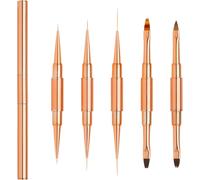 Kal-Pinceau Nail Art Ongles Gel Professionnel Double Embout Avec Capuchon Et Ombre, 10 Têtes Pinceaux Fin Ombre/Acrylique/Plat/Liner/Rond Pour Vernis Ongle Degrader Uv Construction Set