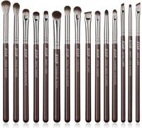 Kal-Pinceaux Maquillage Yeux Professionnels Lot 15 Pinceau Yeux Marron Pour Fard À Paupières,Eye-Liner,Pinceau Estompeur Yeux,Kit Pinceaux Yeux Synthétiques Qualité Supérieure,T499