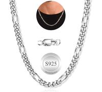 Kal-Plata De Ley Figaro Cadenas Collares Para Hombres Ancho 5mm Corte Diamante Figaro Cadena De Eslabones 18/20/22 Pulgadas