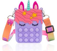 KAL-Pop Sac It, Pop-It Push Bubble Fidget Toy Sac À Bandoulière Pour Filles Sensory Fidget Toys, Pop Jouets Anti-Stress Sac À Main Pour Femmes Et Enfants (Pourpre Licorne)