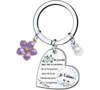 Kal-Porte Clef Amoureux Couple Cadeau D'anniversaire Femme Homme Porte-Clés Je T'aime Petite Amie Cadeau Copine Petit Ami Cadeaux De Noël Cadeau De La Saint-Valentin