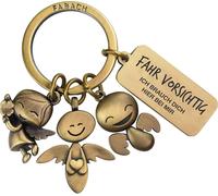Kal-Porte-Clés Ange Gardien 3 Anges Avec Gravure \U2013 Porte-Clés De Voiture En Métal Pour Automobilistes \U2013 Cadeau Porte-Bonheur Pour Voiture Permis De Conduire \U2013 Conduisez Prudemment Avec