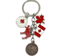 Kal-Porte-Clés Du Canada États-Unis - Porte-Clés De L'alaska Avec Élan Rouge Feuille D'érable Et Drapeau Du Canada - Accessoire De Clés Pour Les Amoureux Du Canada, Des États-Unis, Des Voyages, Etc.
