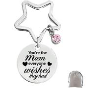 Kal-Porte-Clés Étoile 5 Branches Personnalisé Avec Gravure,Pendentif Diamant Rose & Pochette Velours,Porte-Bonheur Gravé,Cadeau Émouvant Pour Maman, Anniversaire, Fête Des Mères