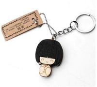 KAL-- Porte-Clés Japonais Kokeshi Mei Mei - Poupée Japonaise En Bois - Figurine Décoration Japonaise - Bijou De Sac - Avec Anneau & Chainette - Idée Cadeau Original Asie