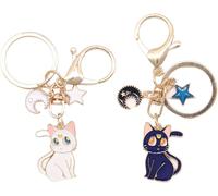 Kal-Porte-Clés Sailor Moon Set - Porte-Clés Anime - Figurine Chat Kawaii & Charme Magique Pour Sac, Téléphone, Voiture - Souvenir Idéal Pour Filles & Amoureux Des Chats