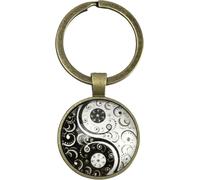 Kal-Porte-Clés Yin Yang Couleur Bronze - Porte-Clés De Style Chinois Asiatique Symbole Force Ying Yang Rond - Accessoire Pour Amateurs De Logo Yin Et Yang, Yoga, Univers... - Porte-Clés Unisexe Homme
