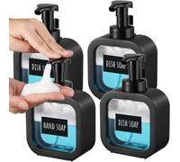 Kal-Pousse Mousse Distributeur, 4 Pièce 300ml Distributeur Savon Mousse Noir, Distributeur Liquide Vaisselle, Flacon Pompe Mousse Vide En Plastique, Deco Salle De Bain