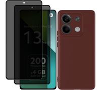 Kal-Protection D'écran Anti-Espion Pour Xiaomi Redmi Note 13 Pro 5g - 2 Pcs Verre Trempé + Housse Silicone Anti-Peeping - Rouge