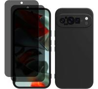 Kal-Protection D'écran Pour Google Pixel 9 Pro Avec Coque, Anti-Espion Verre Trempé Protection D'écran 2 Pièces, Housse Silicone + Anti-Peeping Protection D'écran Pour Google Pixel 9 Pro - Noir
