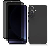 Kal-Protection D'écran Pour Samsung Galaxy S25 Plus 5g Avec Coque,Anti-Espion Verre Trempé Protection D'écran 2 Pièces, Housse Silicone+Anti-Peeping Protection D'écran Pour Galaxy S25 Plus 5g -Noir