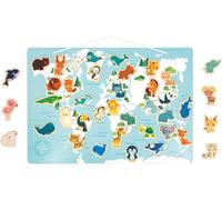 KAL-- Puzzle Du Monde Magnétique Minikids - 40 Magnets En Bois Fsc - 1 Poster - Aimants Animaux - 24 Mois, J05468