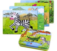 KAL-Puzzle Enfant 2 3 4 Ans - 4 En 1 Progressif Educa Puzzles Avec Boîte, Jouet Éducatif Montessori Apprentissage Cognitif, Drôle Jeux Cadeau Anniversaire Pour Fille Garçon Bebe (Animaux)