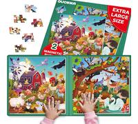 KAL-Puzzle Magnétique Enfant 3 4 5 Ans - 2X48 Pièces Jeux Magnétique Enfant - Jeux Voyage Pour 5 6 Ans - Jouets Pour L'Avion Avec Ferme Et Forêt Animaux - Cadeau Éducatif Garçons Et Filles