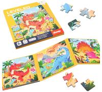 KAL-Puzzles En Magnétique,Jouet Puzzle En Magnétique Pour Enfants,Livres Pliants,Puzzles En Magnétique Jeu Éducatif Magnétique,Jeu De Puzzle Interactif Pour Fille Garçon 3 4 5 Ans(Dinosaure)