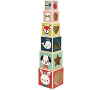 KAL-- Pyramide 6 Cubes En Bois Baby Forest - Jouet D'Eveil Premier Age - Jouet D'Empilement Et D'Encastrement - Motricité Fine Et Manipulation - Dès 1 An, J08016