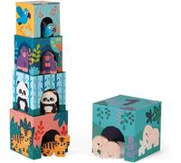 KAL-- Pyramide Bébé En Carton Et Figurines En Bois Animaux - Jouet D'Eveil Premier Age - Jeu Educatif - Observation Et Coordination - Partenariat Wwf - Carton Certifié Fsc - Dès 1 An, J08623
