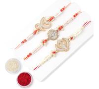 Kal-Rakhi Pour Frère Bhaiya Bhabhi Coffret Cadeau De 3 Pièces Rakhi Pour La Famille Raksha Bandhan Festival Rakhi Pour Bhaiya Et Bhabhi, Dernier Créateur Indien Rakhi Pour Bhai Thread Bracelet