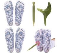 KAL-Reflexology Socks Lot De 2 Paires De Chaussettes Pour Réflexologie Plantaire Avec 2 Bâtons De Massage, Chaussettes De Réflexologie Pour Acupression, Pieds En Coton, Chaussettes Pour Massage Des P
