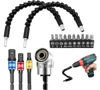 KAL-Renvoi D'Angle Visseuse 16Pcs Embout Visseuse Placo Foret À Angle Droit D'Extension Kit, Porte-Embouts 105°, Adaptateur Hexagonal 1/4"" 3/8"" 1/2"", Pour Visseuses, Rallonge De Perceuse