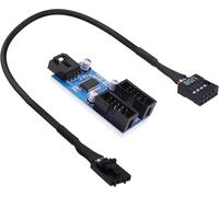 KAL-Répartiteur De Carte Mère Usb 2.0 - 9 Broches - 1 Mâle Vers 2 Ports Internes Usb 2.0 Femelle - Câble D'Extension Pour Carte Wifi Cpu - 30 Cm