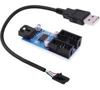 KAL-Répartiteur D'En-Tête Usb 2.0 Interne De Carte Mère, Usb A Mâle Vers Double Carte Mère 9 Broches Usb 2.0 Femelle Répartiteur 1 Vers 2 Convertisseurs D'Extension 22 Cm Câble Adaptateur