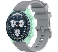 Kal-Robinellis Tiggo 20 Mm Bracelet De Montre Pour Omega Swatch Band,Bracelets De Montre,Silicone Bande Remplacement Avec Fermoir Réglable Sangle Pour Omega Swatch Watch Accessories (Gris Clair)