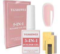 Kal-Rose Nude Clair 5 En 1 Builder Gel, Gel Construction Ongle Uv, Gummy Base Pose Americaine, Colle Faux Ongles,100 Pcs Chablon Papier Pour Nail Extensions,Renforcement,Répare Nail Manucure 15ml