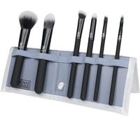 Kal-Royal & Langnickel Pro Total Face Travel Size Makeup Brush Set With Pouch, Includes - Powder, Foundation, Angle Shader, Smoky Eye, Brow Liner And Pointed Lip Brushes, Black