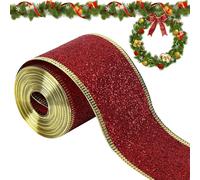 Kal-Ruban De Noël, 10m Ruban De Sapin De Noël, Fabrication De N?Ud De Noël, Ruban De Couronne, Diy Emballage Cadeau, Décoration Sapin Arbre Ruban, Ruban Noel Artisanat Pour Mariage, Fête (Rouge)