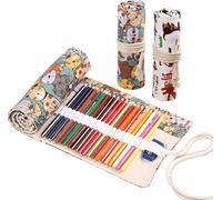 Kal-Sac Crayon Toile, 2 Pièces 48 Trous Trousses Crayons Rouleau Multi-Usages Pochette Pour Crayons Rouleau Trousse À Crayons À Motif Étui Crayons Roll Up Étui Avec Pour Peinture L'artiste L'école