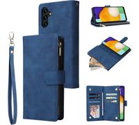 Kal-Samsung Galaxy A32 A34 A53 A54 5g Premium Vintage Pu Leather Handbag Zipper Pocket Case Kickstand Card Slots With Wrist Strap