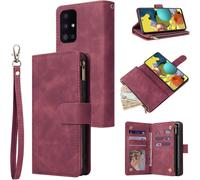 Kal-Samsung Galaxy A32 A34 A53 A54 5g Premium Vintage Pu Leather Handbag Zipper Pocket Case Kickstand Card Slots With Wrist Strap