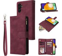 Kal-Samsung Galaxy A32 A34 A53 A54 5g Premium Vintage Pu Leather Handbag Zipper Pocket Case Kickstand Card Slots With Wrist Strap