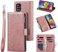 Kal-Samsung Galaxy A51 4g Premium Vintage Pu Leather Handbag Zipper Pocket Case Kickstand Card Slots With Wrist Strap