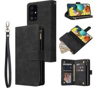 Kal-Samsung Galaxy A51 4g Premium Vintage Pu Leather Handbag Zipper Pocket Case Kickstand Card Slots With Wrist Strap
