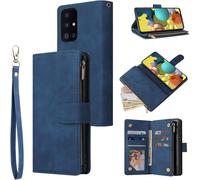 Kal-Samsung Galaxy A51 4g Premium Vintage Pu Leather Handbag Zipper Pocket Case Kickstand Card Slots With Wrist Strap