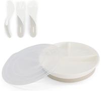 Kal-Set De Vaisselle Bébé Assiette Divisée + Couverts 6m+ Sans Bpa Kit De Formation Alimentaire Pour Enfants Blanc