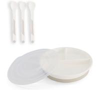 Kal-Set De Vaisselle Bébé Assiette Divisée + Couverts À 3 Cuillères Sans Bpa Kit De Formation Alimentaire Pour Enfants Blanc