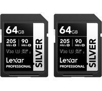KAL-Silver Lot De 2 Cartes Sd 64Go, Uhs-I Carte Sdxc Jusqu'À 205 Mo/S En Lecture, 90 Mo/S En Écriture, V30, 4K Uhd Video, U3, Classe 10, Carte Mémoire Sdxc Avec Lifetime Data Recovery
