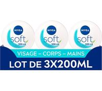 Kal-Soft Crème De Soin Multi-Usage Hydratante 48h (3 X 200 Ml), Soin Hydratant Visage, Corps & Mains À La Vitamine E & Huile De Jojoba, Formule Vegan Lègère, 95% Ingrédients D'origine Naturelle