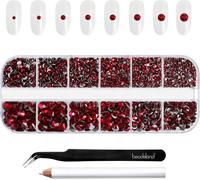 Kal-Strass Pour Le Maquillage,8 Tailles 2500pcs Cristal Dos Plat Strass Visage Pierres Précieuses Pour L'artisanat Ongles Avec Des Pinces Et Un Crayon De Cire,Sombre Siam,Ss4-Ss30