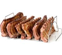KAL-Support A Ribs Pour Barbecue En Acier Inoxydable, Support Pour Barbecue, 34.5X20X15Cm, Argent